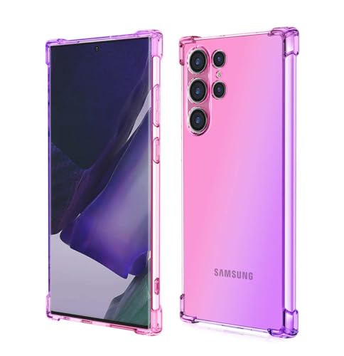 GOKEN Hülle für Samsung Galaxy S24 Ultra 5G, Schutzhülle TPU Silikon Handyhülle mit Farbverlauf Design, Transparent Stoßfest Bumper Case Soft Flex Cover, Pink/Lila von GOKEN