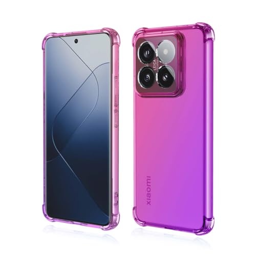 GOKEN Hülle für Xiaomi 14, Schutzhülle TPU Silikon Handyhülle mit Farbverlauf Design, Transparent Stoßfest Bumper Case Soft Flex Cover, Pink/Lila von GOKEN