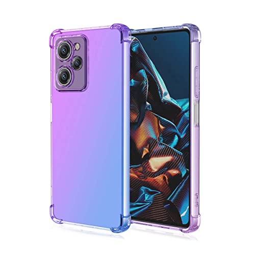 GOKEN Hülle für Xiaomi Poco X5 Pro 5G, Schutzhülle TPU Silikon Handyhülle mit Farbverlauf Design, Transparent Stoßfest Bumper Case Soft Flex Cover, Lila/Blau von GOKEN