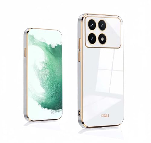 GOKEN Hülle für Xiaomi Poco X6 Pro, Schutzhülle TPU Silikon Handyhülle mit Galvanisieren von Phnom Penh, Stoßfest Bumper Case Soft Cover, Weiß von GOKEN