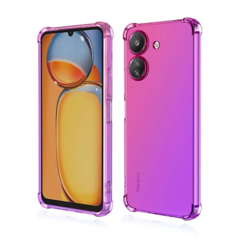 GOKEN Hülle für Xiaomi Redmi 13C / Poco C65, Schutzhülle TPU Silikon Handyhülle mit Farbverlauf Design, Transparent Stoßfest Bumper Case Soft Flex Cover, Pink/Lila von GOKEN