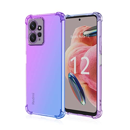 GOKEN Hülle für Xiaomi Redmi Note 12 4G (6.67"), Schutzhülle TPU Silikon Handyhülle mit Farbverlauf Design, Transparent Stoßfest Bumper Case Soft Flex Cover, Lila/Blau von GOKEN