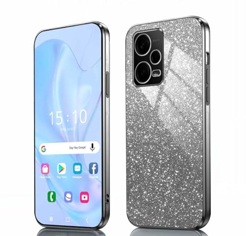 GOKEN Hülle für Xiaomi Redmi Note 12 Pro Plus 5G (Pro+)- Stoßfeste Schutzhülle, Handyhülle mit Silikon, Elektroplattierten Kanten & Integrierter Glitzerkarte mit Glitzer, Cover Case, Verlauf Schwarz von GOKEN