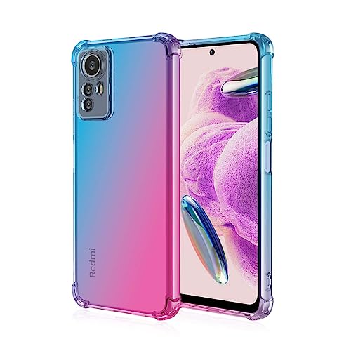 GOKEN Hülle für Xiaomi Redmi Note 12S 4G, Schutzhülle TPU Silikon Handyhülle mit Farbverlauf Design, Transparent Stoßfest Bumper Case Soft Flex Cover, Blau/Rosa von GOKEN