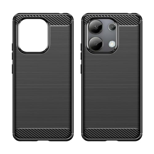 GOKEN Hülle für Xiaomi Redmi Note 13 4G, Stoßfeste Handyhülle & Bumper Cover aus Silikon - Flexibles Schutzhülle mit Karbonfaser & Gebürsteter Textur, Case -Schwarz von GOKEN