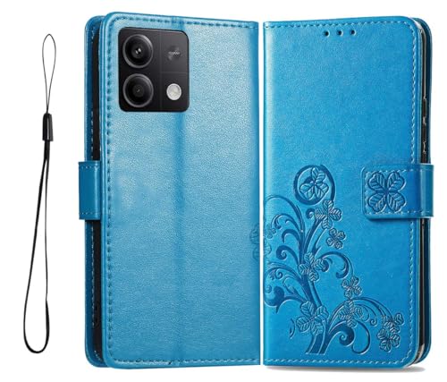 GOKEN Hülle für Xiaomi Redmi Note 13 5G, Schutzhülle Case Cover TPU/PU Leder Flip Brieftasche Handytasche mit Kartenfächer & Standfunktion & Muster, Klapp Handyhülle/Blau von GOKEN