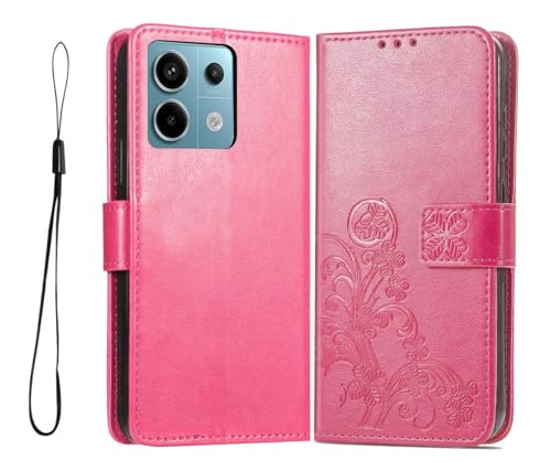 GOKEN Hülle für Xiaomi Redmi Note 13 Pro 5G / Poco X6 5G, Schutzhülle Case Cover TPU/PU Leder Flip Brieftasche Handytasche mit Kartenfächer & Standfunktion & Muster, Klapp Handyhülle, rot von GOKEN