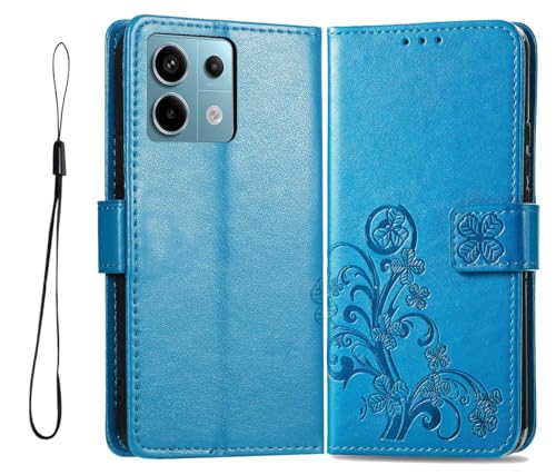 GOKEN Hülle für Xiaomi Redmi Note 13 Pro 5G / Poco X6 5G, Schutzhülle Case Cover TPU/PU Leder Flip Brieftasche Handytasche mit Kartenfächer & Standfunktion & Muster, Klapp Handyhülle/Blau von GOKEN