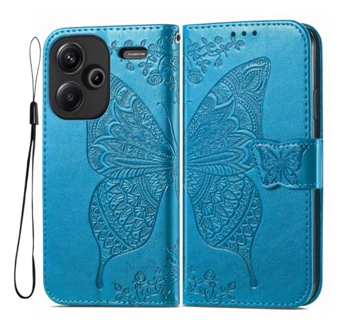 GOKEN Hülle für Xiaomi Redmi Note 13 Pro Plus 5G (Pro+), Schutzhülle Case Cover TPU/PU Leder Flip Brieftasche Handytasche mit Kartenfächer & Standfunktion & Muster, Klapp Handyhülle,Blau von GOKEN