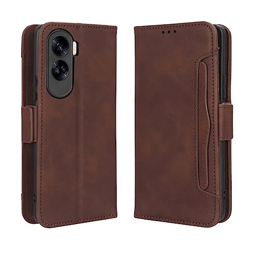 GOKEN Leder Folio Hülle für Honor 90 Lite, Flip TPU Liner PU Lederhülle Brieftasche Mit Kartensteckplätzen, Handyhülle Schutzhülle Case Cover mit Ständer Funktion,Braun von GOKEN