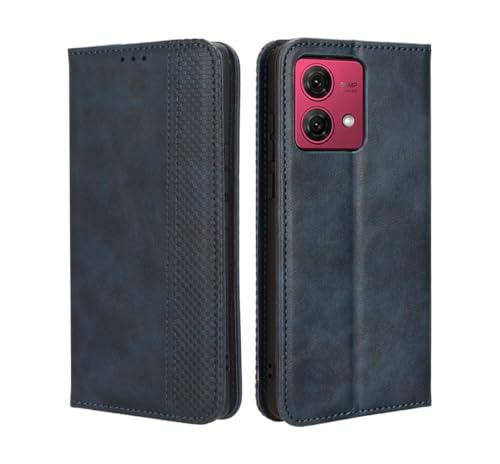 GOKEN Leder Folio Hülle für Motorola Moto G84, Lederhülle Brieftasche Mit Kartensteckplätzen, Premium Flip PU/TPU Handyhülle Schutzhülle Case Cover mit Ständer Funktion (Blau) von GOKEN