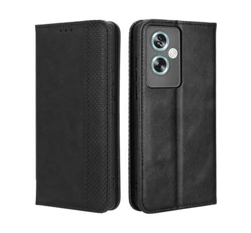 GOKEN Leder Folio Hülle für Oppo A79 5G, Lederhülle Brieftasche Mit Kartensteckplätzen, Premium Flip PU/TPU Handyhülle Schutzhülle Case Cover mit Ständer Funktion (Schwarz) von GOKEN