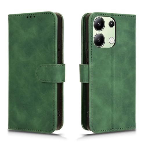 GOKEN Leder Folio Hülle für Xiaomi Redmi Note 13 4G, Lederhülle Brieftasche Mit Kartensteckplätzen, Premium Flip PU/TPU Handyhülle Schutzhülle Case Cover mit Ständer Funktion (Grün) von GOKEN