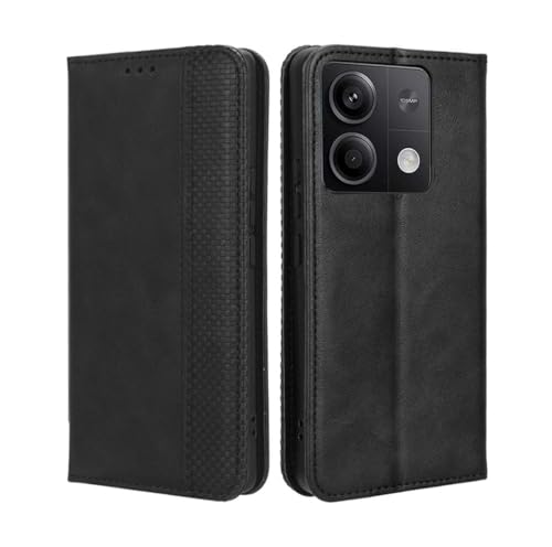 GOKEN Leder Folio Hülle für Xiaomi Redmi Note 13 5G, Lederhülle Brieftasche Mit Kartensteckplätzen, Premium Flip PU/TPU Handyhülle Schutzhülle Case Cover mit Ständer Funktion (Schwarz) von GOKEN