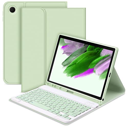 GOKOCO Schutzhülle für Samsung Galaxy Tab A8, 26,7 cm (10,5 Zoll), Modell 2022 (SM-X200/X205/X207), wiederaufladbare, kabellose Bluetooth-Tastatur mit S-Stifthalter, Grün von GOKOCO