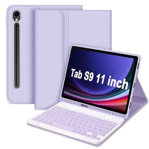 GOKOCO Tastatur-Hülle für Samsung Galaxy Tab S9 2023 27,9 cm (11 Zoll) mit magnetisch abnehmbarer kabelloser Bluetooth-Tastatur für Galaxy Tab S9 mit S-Stifthalter, bietet vollen Schutz mit Tab S9 von GOKOCO