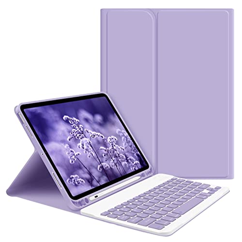 GOKOCO für iPad Air 4/5 Generation Tastaturhülle für iPad 2020/2022 10,9 Zoll Tablet-Abdeckung mit magnetisch Abnehmbarer kabelloser Bluetooth-Tastatur bietet umfassenden Schutz mit dem iPad(lila) von GOKOCO