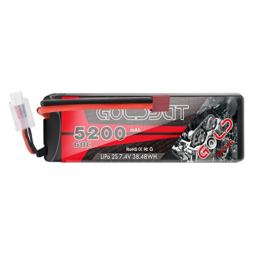 GOLDBAT 2S RC LiPo Battery 7.4V 60C 5200mAh Battery Hardcase Pack Avec Deans T-Plug Pour RC Car Evader RC Truggy Buggy RC Helicopter Evader BX Auto Truck RC Hobby (5200 2S60C-1pack) von GOLDBAT