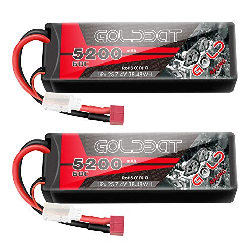 GOLDBAT 2S RC LiPo Battery 7.4V 60C 5200mAh Battery Hardcase Pack Avec Deans T-Plug Pour RC Car Evader RC Truggy Buggy RC Helicopter Evader BX Auto Truck RC Hobby (5200 2S60C-2packs) von GOLDBAT