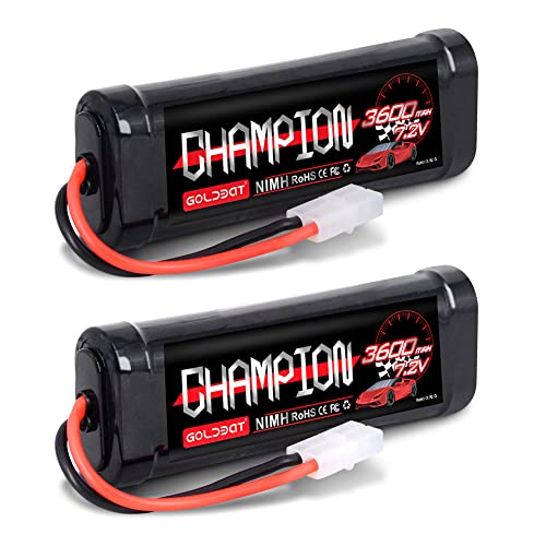 GOLDBAT 7,2 V NiMH Akku 3600 mAh 7,2 V RC NiMH Akku mit Tami ya Stecker für RC Auto RC Boot RC LKW Tami ya Associated Fernbedienung Modelle 2 Packungen von GOLDBAT