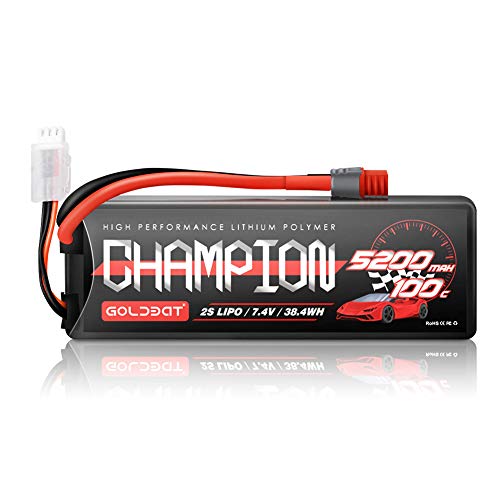 GOLDBAT Champ Series RC Batterie 5200 mAh 7.4 V 2S 100C LiPo Batterie Akku Pack mit Deans Stecker für RC Auto Boot LKW Heli Flugzeug （One Pack） … … von GOLDBAT