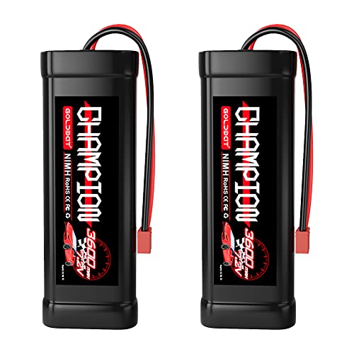 GOLDBAT 3600 mAh 7,2 V NiMH-Akku mit T-Anschluss für ferngesteuertes Auto, RC-LKW, LOSI Associated HPI Kyosho Tamiya Hobby (2 Stück) von GOLDBAT