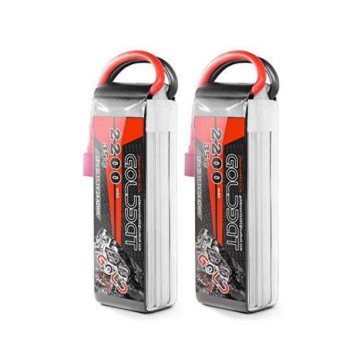 GOLDBAT RC Batterie 2200 mAh 11,1V 35C 3S LiPo Ersatzakku Batterie Modellbau Akku mit Deans Stecker für RC Auto Truck Flugzeug Heilikopter Boot RC Hobby (2 Pack) von GOLDBAT