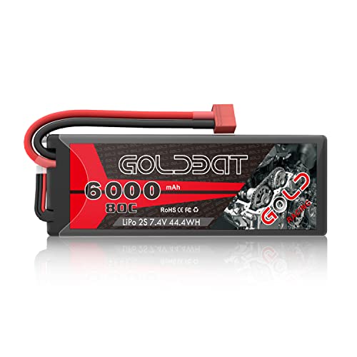 GOLDBAT RC Batterie 6000 mAh 7,4 V 2S 80C LiPo Akku mit Deans Stecker für RC Auto Boot Truck Buggy Truggy (1 Pack) von GOLDBAT