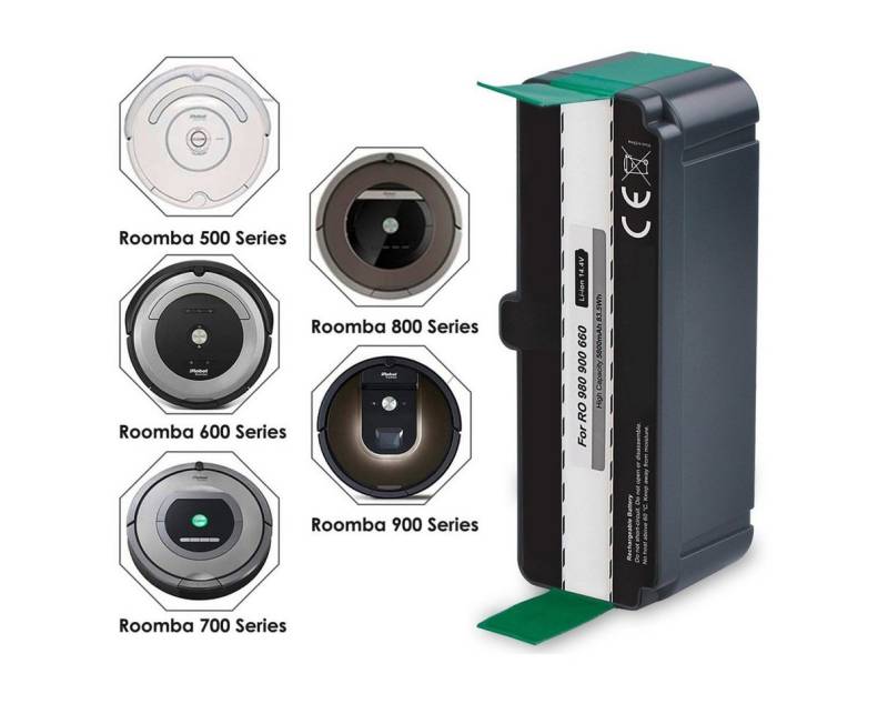 Akku kompatibel iRobot Roomba 500 600 700 800 900 2130LI 4374392 4376392 4462425 4502233 11702 Staubsauger-Akku 5800 mAh (14,4 V), Ersatzakku Saugroboter von GOLDBATT