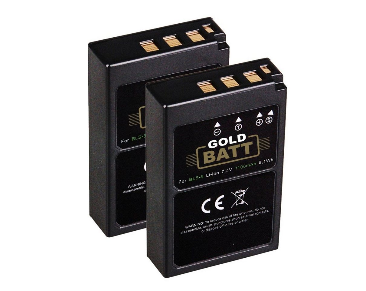 GOLDBATT 2x Akku für Olympus BLS5 BLS-5 E-P3 E-PL2 PEN E-PL3 E-PM1 OM-D E-M10 Mark II Stylus 1 1s Kamera-Akku Ersatzakku 1100 mAh (7,4 V, 2 St), 100% kompatibel I maßgefertigte Passform I inklusive Überhitzungsschutz von GOLDBATT
