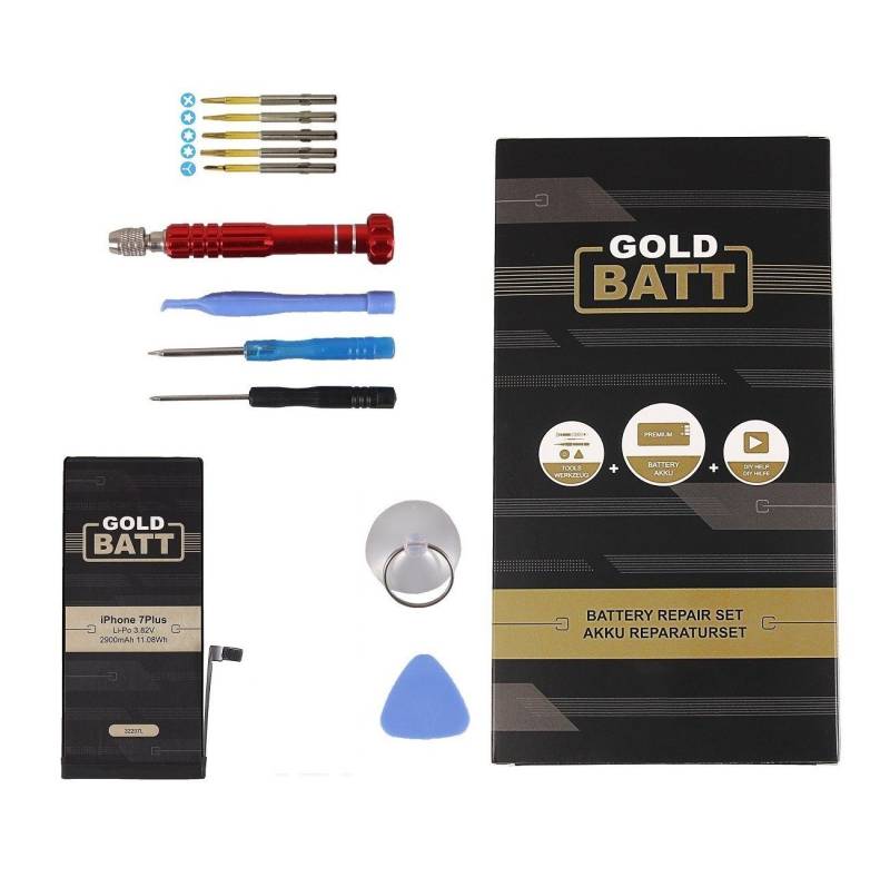 GOLDBATT Akku für Apple iPhone 7 plus + Werkzeug Reparatur Set + Anleitung Akku Ersatzakku Akku 2900 mAh (3,8 V, 1 St), 100 % kompatibel, optimale Passgenauigkeit von GOLDBATT