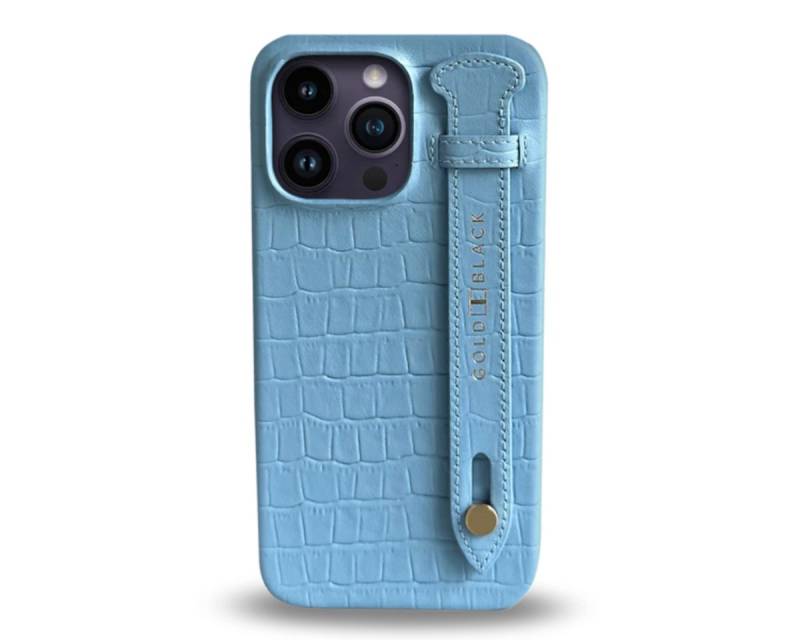 GOLDBLACK Handyhülle Handycase für Apple iPhone 14 Pro Max 17 cm (6,7 Zoll), Echtleder, Fingerschlaufe, handgefertigt in Europa von GOLDBLACK