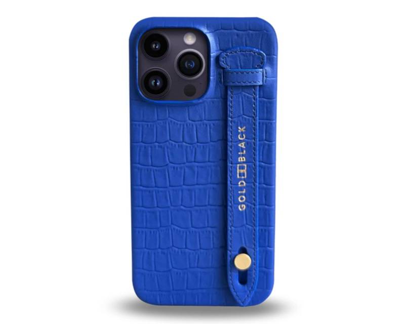 GOLDBLACK Handyhülle Handycase für Apple iPhone 14 Pro Max Slim mit Fingerschlaufe 17 cm (6,7 Zoll), Echtleder, Fingerschlaufe, handgefertigt in Europa von GOLDBLACK