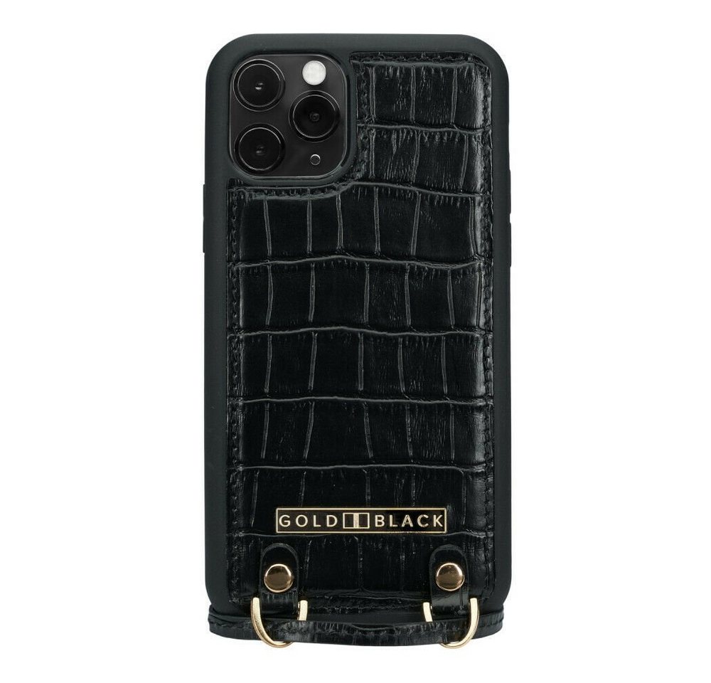 GOLDBLACK Handyhülle iPHONE 11 PRO LEDERHÜLLE MIT NECKLACE CROCO SCHWAR 14,86 cm (5,85 Zoll) von GOLDBLACK