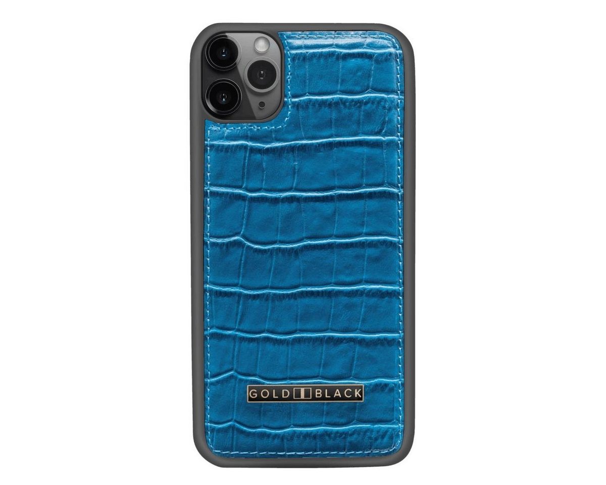 GOLDBLACK Handyhülle iPhone 11 Pro Max Lederhülle Croco Blau 16,40 cm (6,46 Zoll) von GOLDBLACK