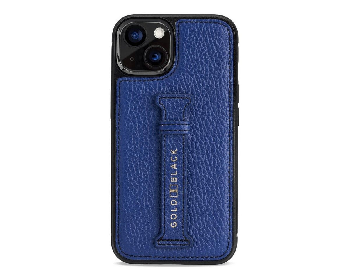 GOLDBLACK Handyhülle iPhone 13 Leder Case mit Fingerschlaufe Nappa blau 15,49 cm (6,10 Zoll) von GOLDBLACK