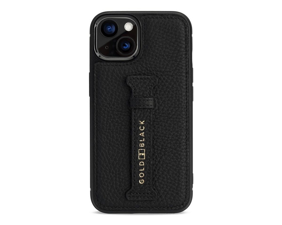 GOLDBLACK Handyhülle iPhone 13 Leder Case mit Fingerschlaufe Nappa schwarz 15,49 cm (6,10 Zoll) von GOLDBLACK