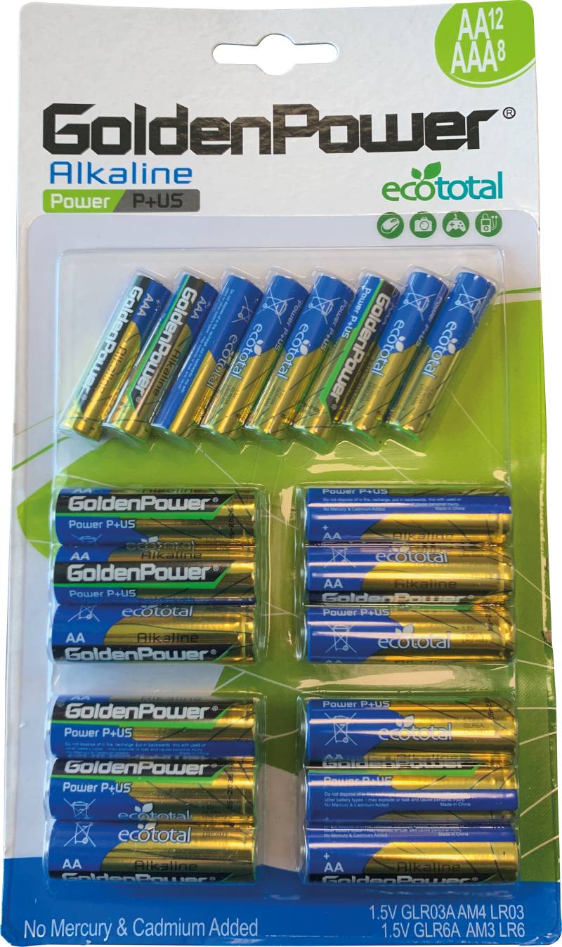 GPOWER AL 12+8 - Alkaline Batterie, 12+8, Micro/ Mignon von GOLDEN POWER