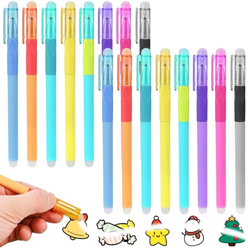 GOLDGE 16pcs Radierbarer Kugelschreiber Erasable Pen, 8 Farben Tintenroller Radierbar Gelschreiber Friction Stifte 0.5mm Gelstifte mit Radiergummi für Schule Mitgebsel Kindergeburtstag Gastgeschenke von GOLDGE