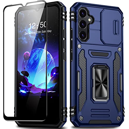 GOLDJU Schutzhülle für Samsung Galaxy A34 5G, Militärqualität, stoßfest, Samsung A34, mit drehbarem Ringständer, 1 x 9H-Displayschutzfolie, kratzfest, für Samsung A34 5G, Blau von GOLDJU