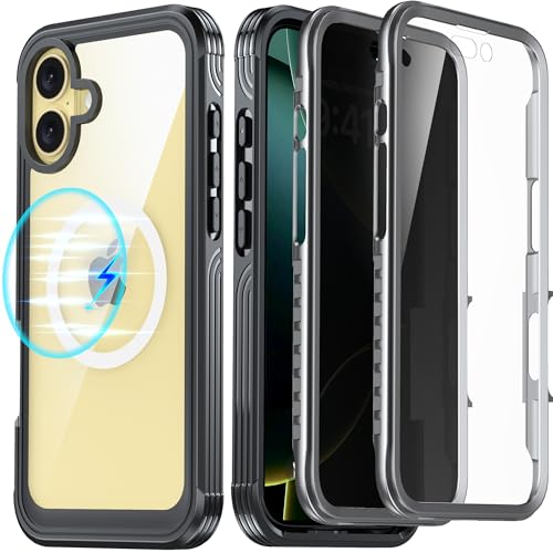 GOLDJU für iPhone 16 Plus Hülle für MagSafe,mit 9H Panzer Glas Bildschirmschutz + Privatsphäre Bildschirmschutz,[TOP Militärschutz] Handyhülle iPhone 16 Plus Case Stoßfest Kratzfest Schutzhülle von GOLDJU