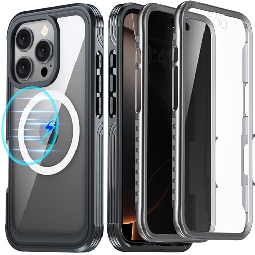 GOLDJU für iPhone 16 Pro Hülle für MagSafe,mit 9H Panzer Glas Bildschirmschutz + Privatsphäre Bildschirmschutz,[TOP Militärschutz] Handyhülle iPhone 16 Pro Case Stoßfest Kratzfest Schutzhülle von GOLDJU