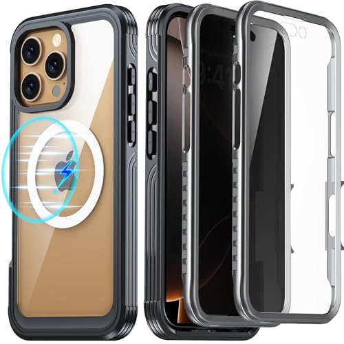 GOLDJU für iPhone 16 Pro Max Hülle für MagSafe,mit 9H Panzer Glas Bildschirmschutz + Privatsphäre Bildschirmschutz,[TOP Militärschutz] Handyhülle iPhone 16 Pro Max Case Stoßfest Kratzfest Schutzhülle von GOLDJU
