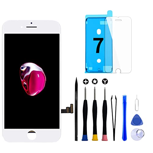 GOLDWANGWANG Display für iPhone 7 LCD Touch Screen Digitizer Ersatz Bildschirm mit komplett kostenlosem Tool und Reparaturanleitung (iPhone 7 Weiß, 4.7") von GOLDWANGWANG