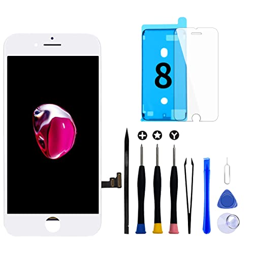 GOLDWANGWANG Display für iPhone 8/SE 2020 Touch Screen LCD Digitizer Ersatz Bildschirm mit komplett kostenlosem Tool und Reparaturanleitung (iPhone 8 Weiß, 4.7") von GOLDWANGWANG