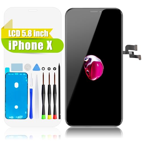GOLDWANGWANG Display für iPhone X LCD Bildschirm Ersatz 5,8 Zoll Touch Screen Digitizer Full Assembly Set mit Reparaturwerkzeug, Wasserfester Klebstoff und Gehärtetes Glas GOLDWANGWANG Display für iPhone X LCD Bildschirm Ersatz 5,8 Zoll Touch Screen Digitizer Full Assembly Set mit Reparaturwerkzeug, Wasserfester Klebstoff und Gehärtetes Glas von GOLDWANGWANG