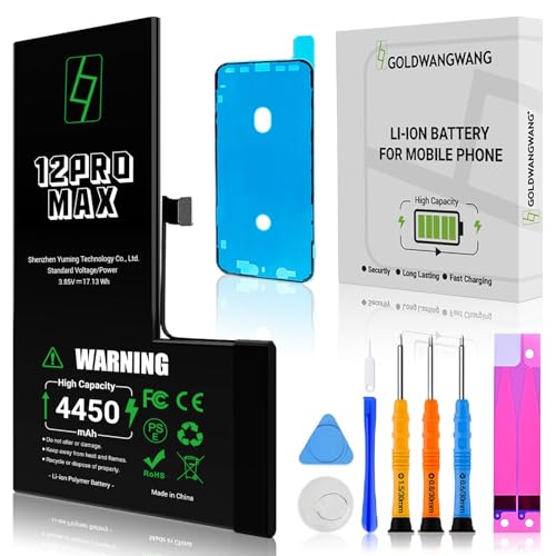 GOLDWANGWANG für iPhone 12 Pro Max Akku, 4550mAh Hochkapazität, Komplettes Reparaturkit, Zertifiziert nach CE/RoHS/FCC GOLDWANGWANG für iPhone 12 Pro Max Akku, 4550mAh Hochkapazität, Komplettes Reparaturkit, Zertifiziert nach CE/RoHS/FCC von GOLDWANGWANG