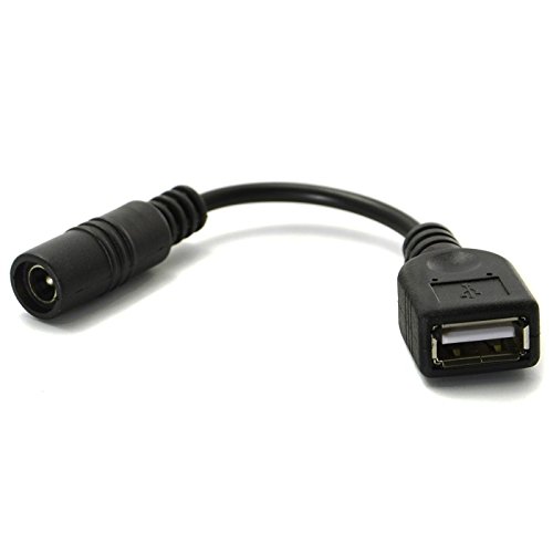 Goliton® Gleichstromkabel 5.5 2.1 Buchse auf USB Kant 5V Ladeadapter Kabel 3A / 2A / 1A - Schwarz von GOLITON