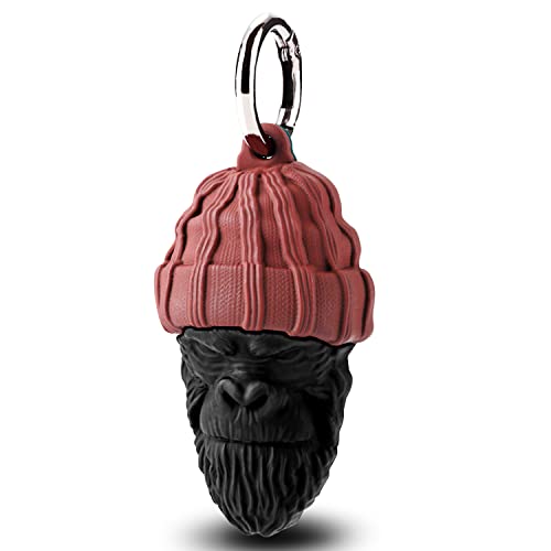 GOLLEY Kompatibel mit AirTag Case Schlüsselanhänger, Apple Air Tag Case, Airtag Holder, Silikon Protective Case Secure Holder mit AirTag Key Ring (Red Gangster Monkey) von GOLLEY