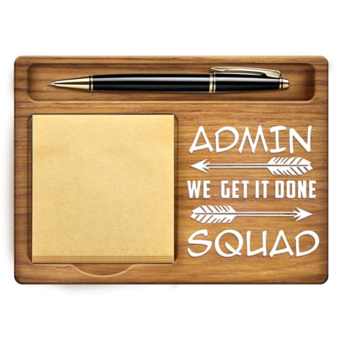 GOMAKERER Haftnotizhalter Admin Team Memohalter Aus Kiefernholz Mit Pfeilmuster Notiz Organizer Selbstklebender Notizblockhalter Hölzerne Bürodekoration Für Den Schreibtisch Geschenk 16.5x12x1.5cm von GOMAKERER